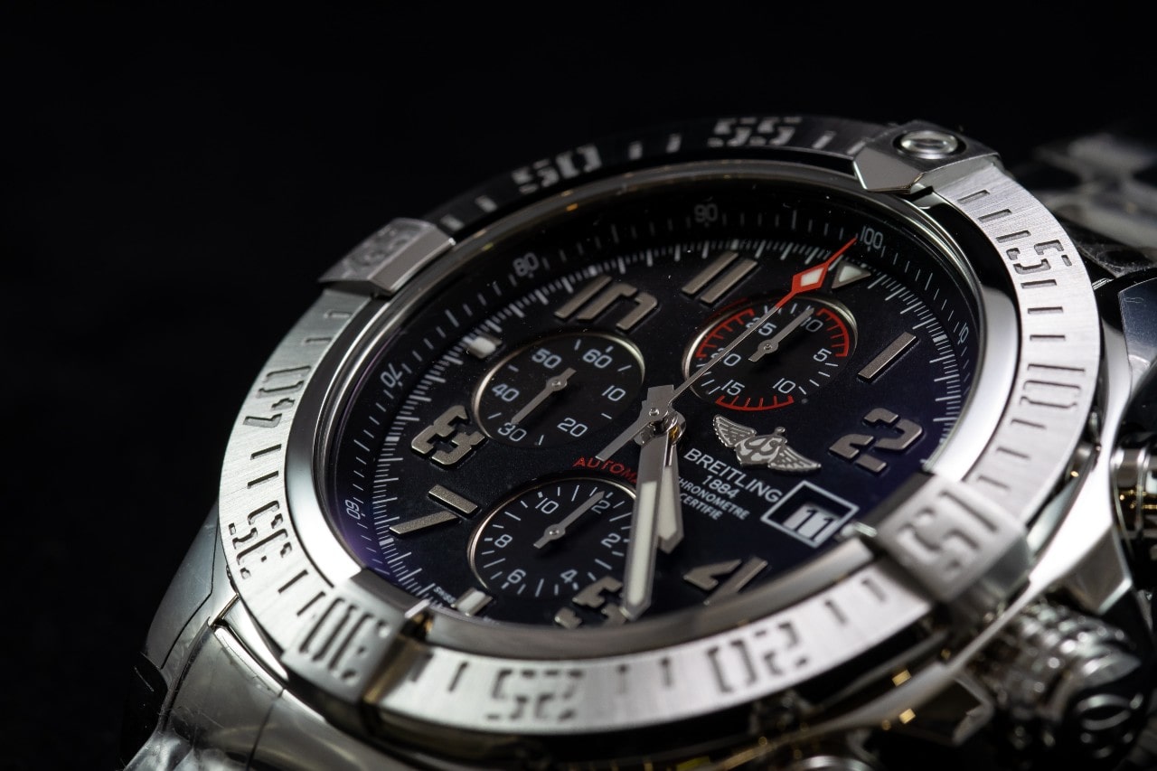 Breitling watch on a black background