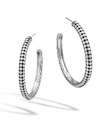 John Hardy Dot hoop earrings are made of sterling silver with black dot accents