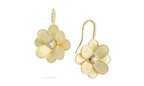 Yellow gold and diamond floral earrings by Marco Bicego