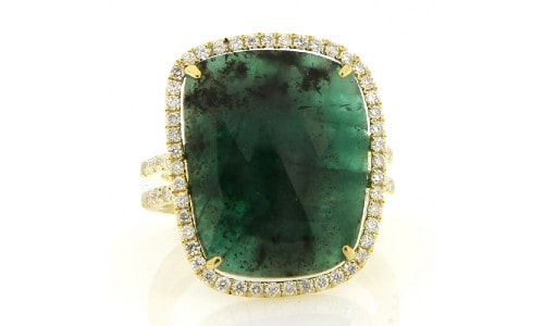 Emerald fashion ring with diamonds by Meira T.
