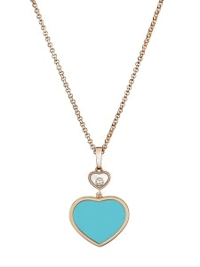 A turquoise heart necklace from Chopard’s Happy Diamond collection.