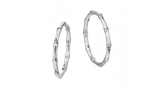 a pair of bamboo-inspired silver hoop earrings from John Hardy
