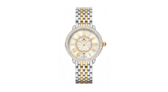 A stunning Michele watch with diamond accents, available at Weston Jewelers.